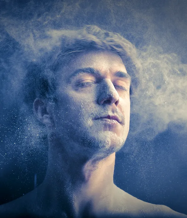 lost angels drug detox man eyes closed smoke coming out