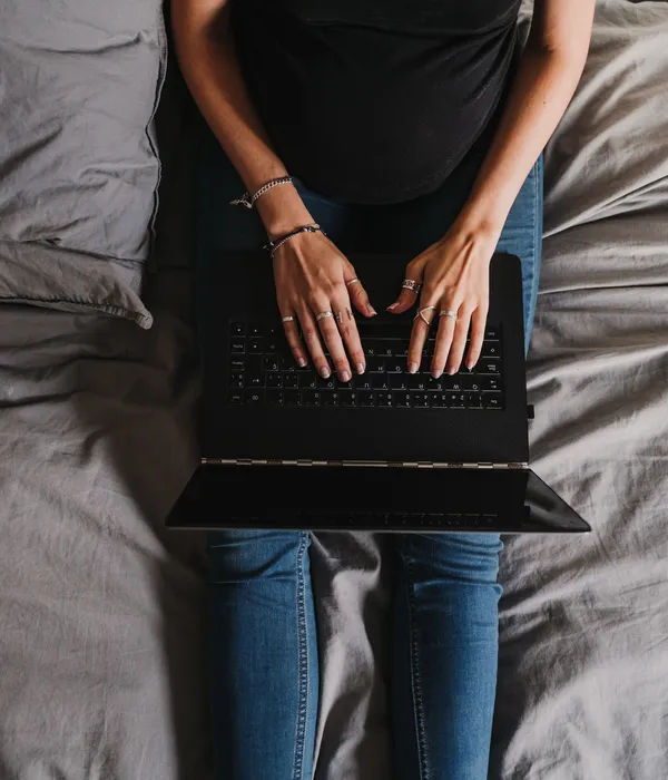 lost angels woman laying bed laptop sex porn addiction