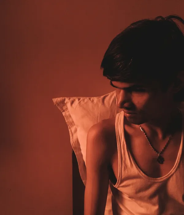 lost angels woman sitting bed necklace neck sex porn addiction